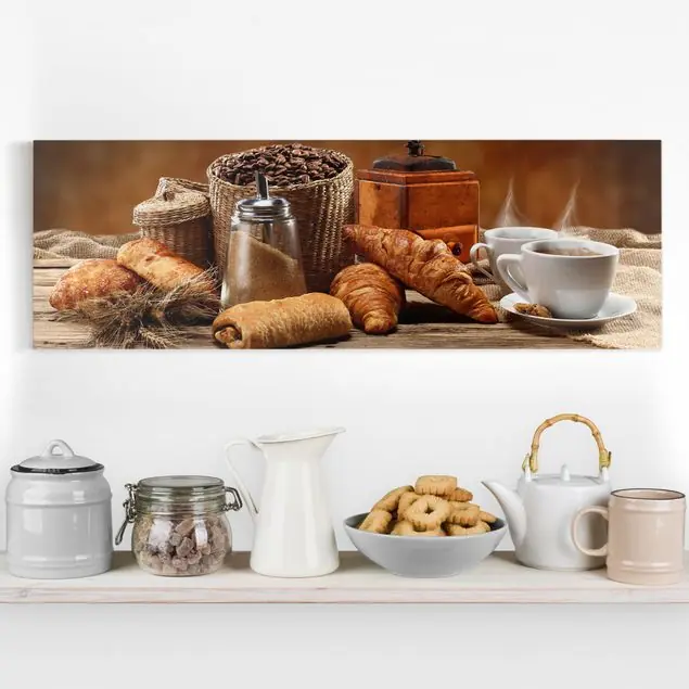 Top-Angebot Frühstückstisch Leinwandbild • hergestellt in Deutschland • langlebiges Canvas mit Holzkeilrahmen • klassische Struktur