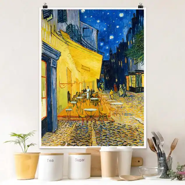 Garantierte Lieferung Vincent van Gogh - Café-Terrasse in Arles Poster - Hochformat