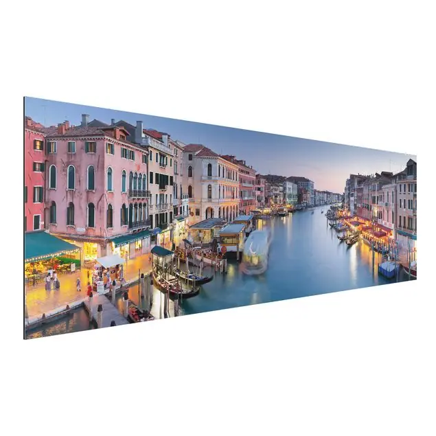 Kostenloser Rückversand Abendstimmung auf Canal Grande in Venedig Alu-Dibond Outdoor Bild