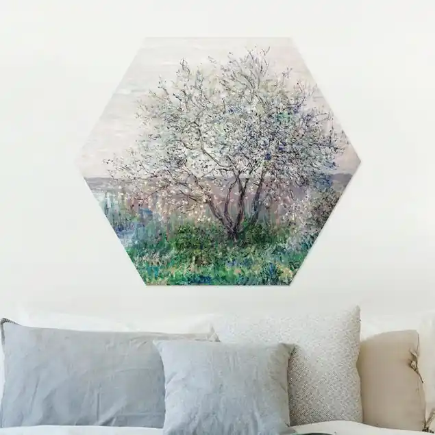 Claude Monet - Frühlingsstimmung Hexagon-Alu-Dibond Bild Schnäppchen