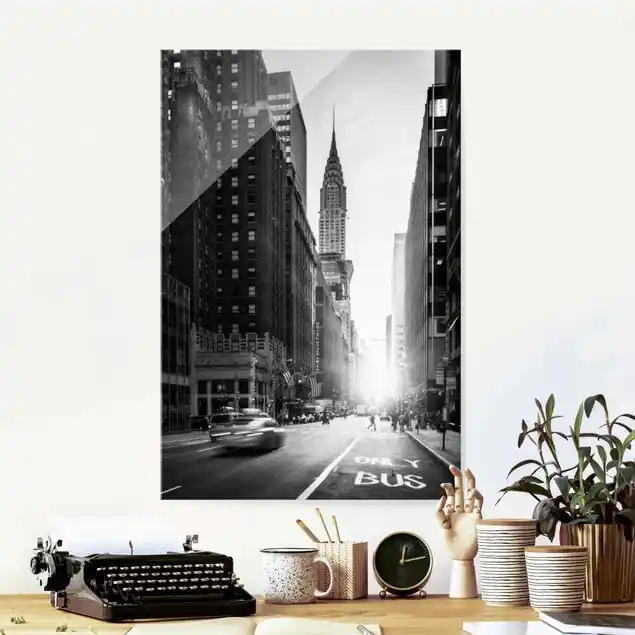 Lebhaftes New York Glasbild Neue Kollektion