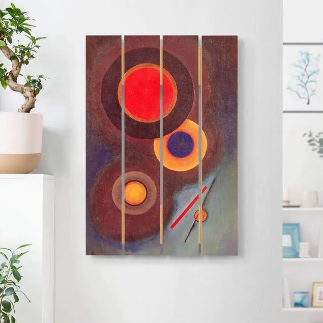 Wassily Kandinsky - Kreise und Linien Holzbild Plankenoptik - Hochformat Jetzt Bestellen