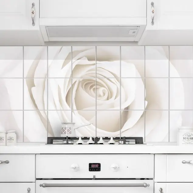 Knallerangebot Rosen Pretty White Rose - Blumen Fliesenfolie