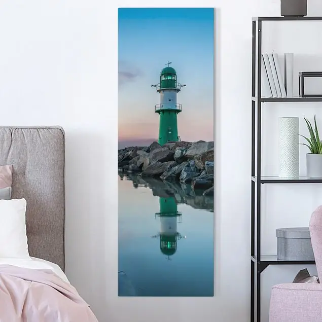 Zertifiziert Sunset at the Lighthouse Leinwandbild • hergestellt in Deutschland • langlebiges Canvas mit Holzkeilrahmen • klassische Struktur