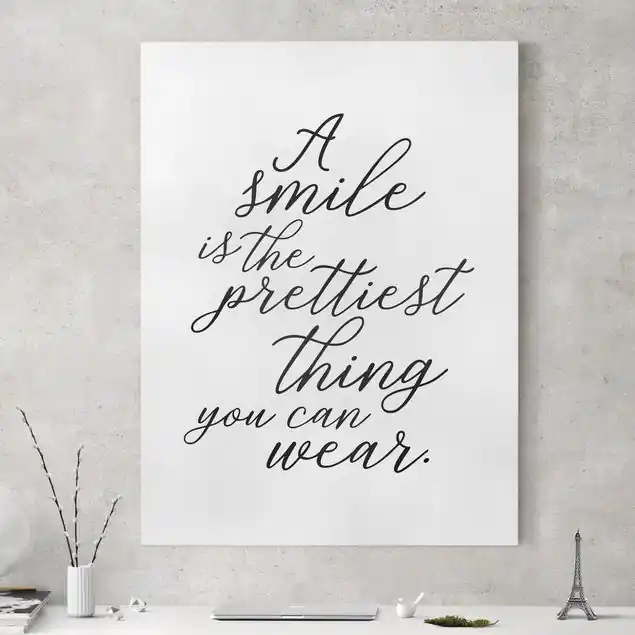 A smile is the prettiest thing Leinwandbild • hergestellt in Deutschland • langlebiges Canvas mit Holzkeilrahmen • klassische Struktur Preis Gesenkt