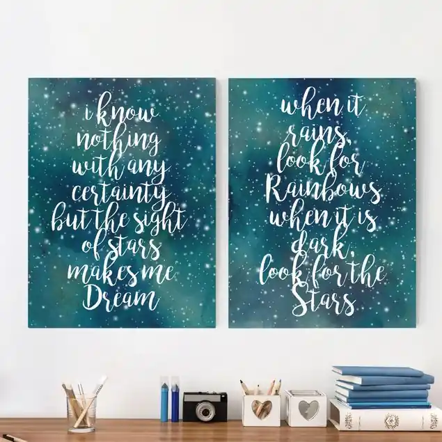 Zertifiziert Sternenhimmel - Sprüche Set I 2-teiliges Leinwandbild - Hochformat