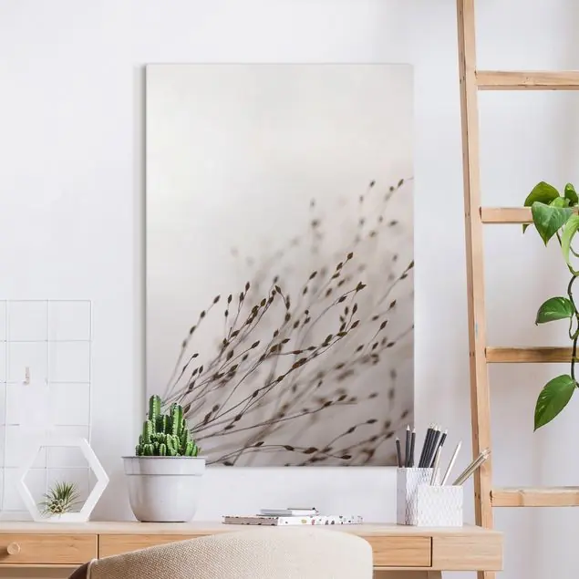 Zertifiziert Zarte Gräser im Windschatten Leinwandbild • hergestellt in Deutschland • langlebiges Canvas mit Holzkeilrahmen • klassische Struktur