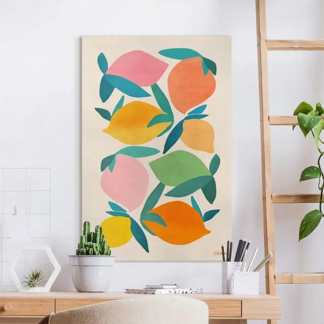 Zitronen in Pastell                               Leinwandbild • hergestellt in Deutschland • langlebiges Canvas mit Holzkeilrahmen • klassische Struktur Billig