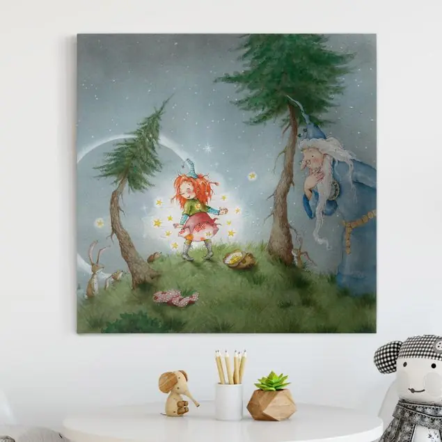 Top-Preis Frida die kleine Waldhexe - Frida lässt die Sterne frei Leinwandbild – Canvas