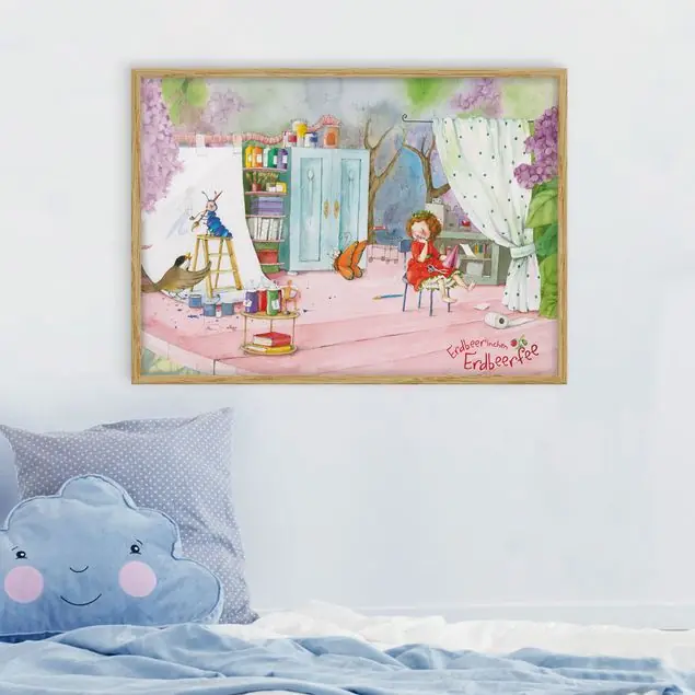 Erdbeerinchen Erdbeerfee - Bastelstunde Bild mit Rahmen - Querformat Beliebt