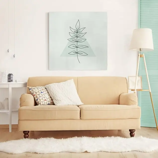 Zweig Geometrie Dreieck Line Art Leinwandbild • hergestellt in Deutschland • langlebiges Canvas mit Holzkeilrahmen • klassische Struktur Super-Preis