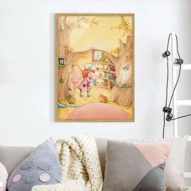 Frida sucht ihre Sachen Bild mit Rahmen - Hochformat Begrenztes Angebot
