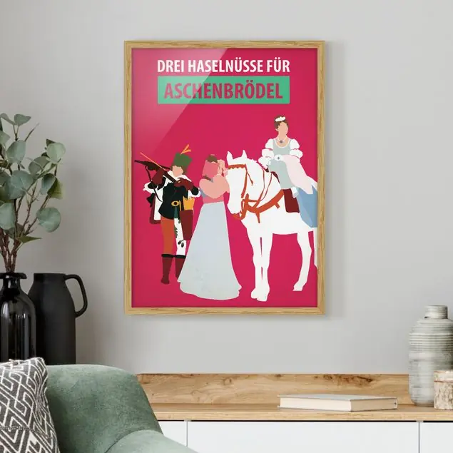 Filmposter Drei Haselnüsse für Aschebrödel Bild mit Rahmen - Hochformat Garantierte Lieferung