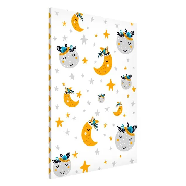 Schlafende Indianerfreunde Mond und Sterne mit Rahmen Magnettafel Beliebt