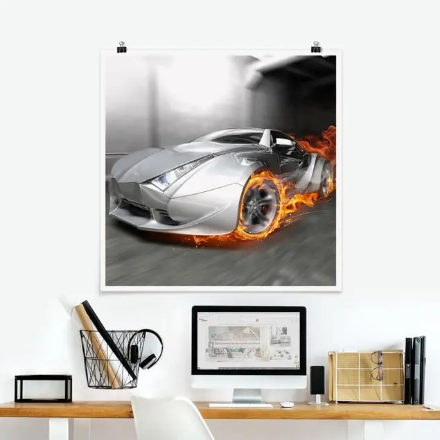 Supercar in Flammen Poster - Quadrat Sonderaktion