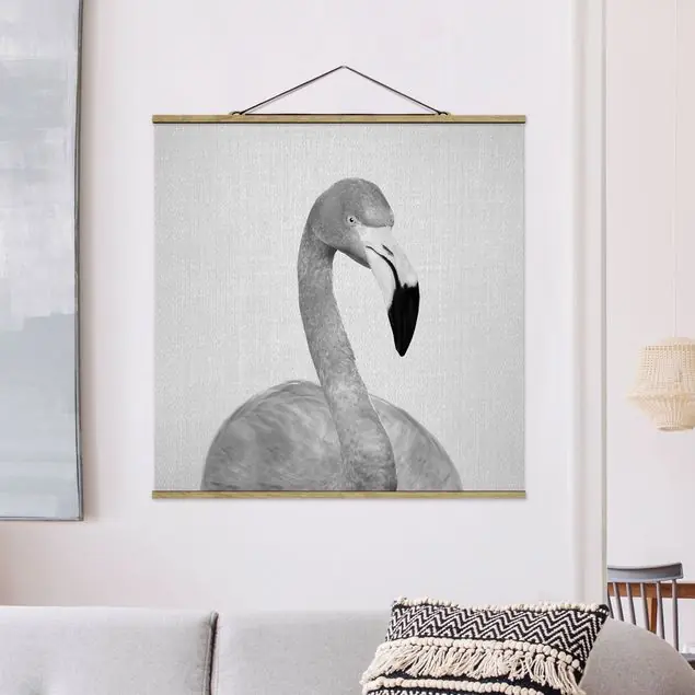 Preisknaller Flamingo Fabian Schwarz Weiß Stoffbild