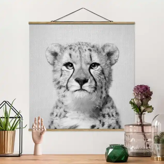 Sonderangebot Gepard Gerald Schwarz Weiß Stoffbild