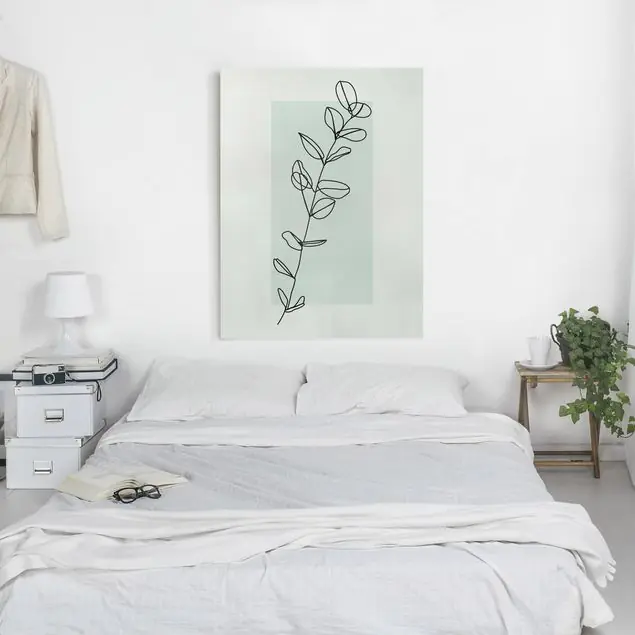 Zweig Geometrie Viereck Line Art Leinwandbild • hergestellt in Deutschland • langlebiges Canvas mit Holzkeilrahmen • klassische Struktur Schnäppchen