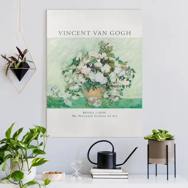 Zertifiziert Van Gogh - Rosen Leinwandbild • hergestellt in Deutschland • langlebiges Canvas mit Holzkeilrahmen • klassische Struktur