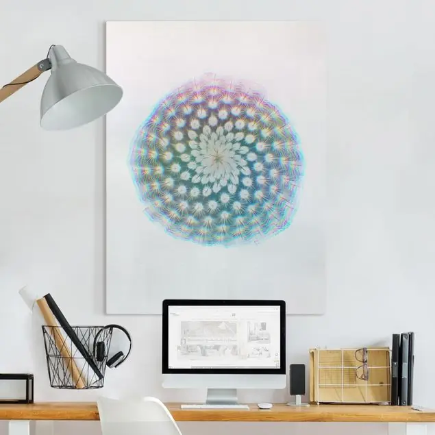 Zertifiziert Wasserfarben - Kaktusblüte Leinwandbild • hergestellt in Deutschland • langlebiges Canvas mit Holzkeilrahmen • klassische Struktur