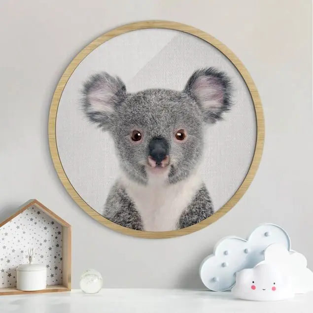 Letzte Chance Baby Koala Klara Rundes Bild mit Rahmen
