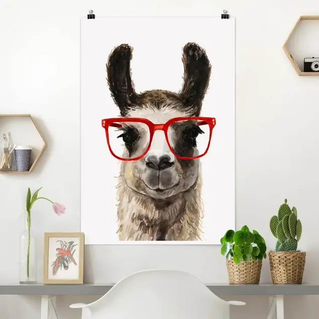 Hippes Lama mit Brille II Poster - Hochformat Letzte Chance