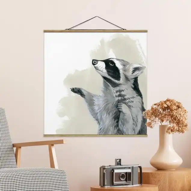 Jetzt Bestellen Waldfreunde - Waschbär Stoffbild - Quadrat