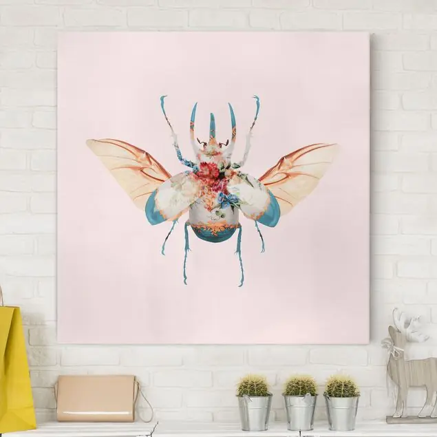 Zertifiziert Vintage Käfer Leinwandbild • hergestellt in Deutschland • langlebiges Canvas mit Holzkeilrahmen • klassische Struktur