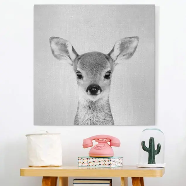 Baby Reh Romy Schwarz Weiß Leinwandbild – Canvas Jetzt Kaufen