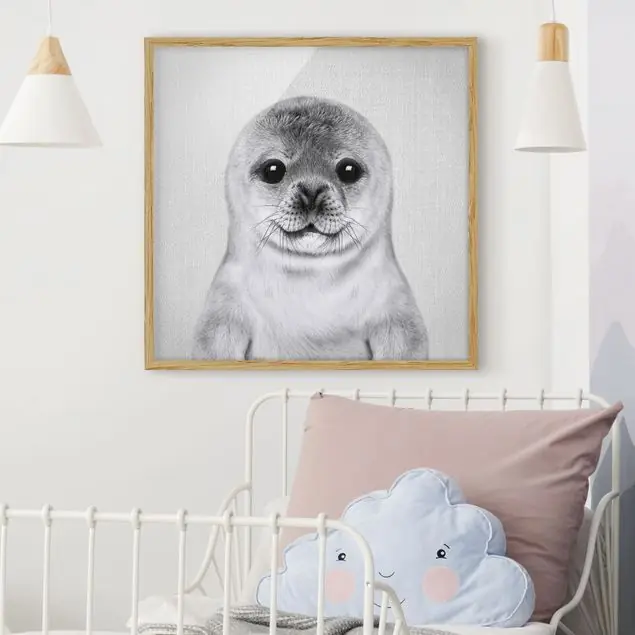 Baby Robbe Ronny Schwarz Weiß Bild mit Rahmen Geprüft