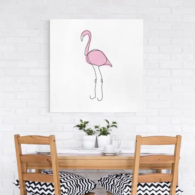 Günstig Flamingo Line Art Leinwandbild – Canvas