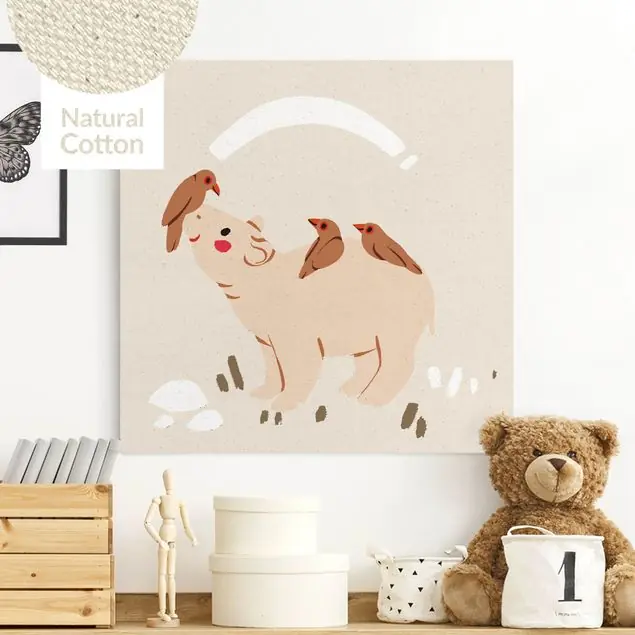Süße Tierillustration - Vogelfreund Leinwandbild auf Canvas Natural Garantierte Lieferung