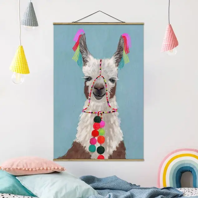 Knallerangebot Lama mit Schmuck III Stoffbild - Hochformat