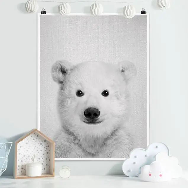 Sonderaktion Baby Eisbär Emil Schwarz Weiß Poster