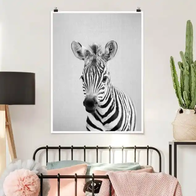Direkt Vom Hersteller Baby Zebra Zoey Schwarz Weiß Poster