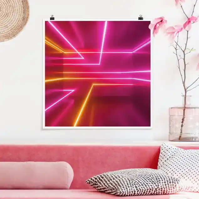 Bestseller Pinke Neonstreifen Poster