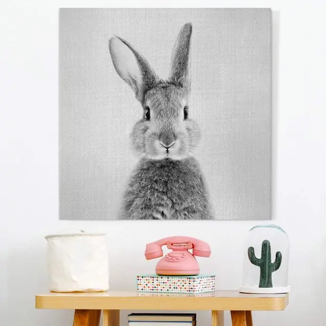Hase Hilbert Schwarz Weiß Leinwandbild – Canvas Markenprodukt