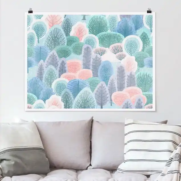 Nur Für Kurze Zeit Glücklicher Wald in Pastell Poster