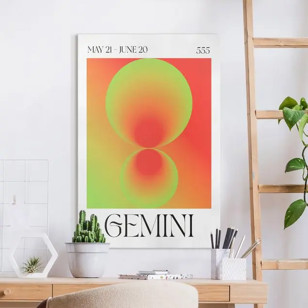 Zwillinge - Neon Poster Leinwandbild • hergestellt in Deutschland • langlebiges Canvas mit Holzkeilrahmen • klassische Struktur Neue Kollektion