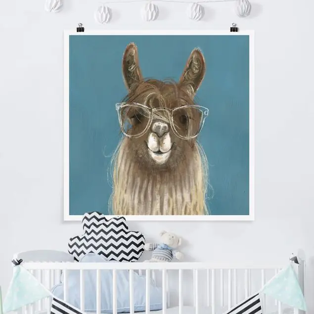 Lama mit Brille III Poster - Quadrat Versand Am Gleichen Tag