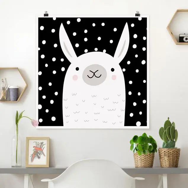 Heißes Angebot Tierpark mit Mustern - Lama Poster - Quadrat