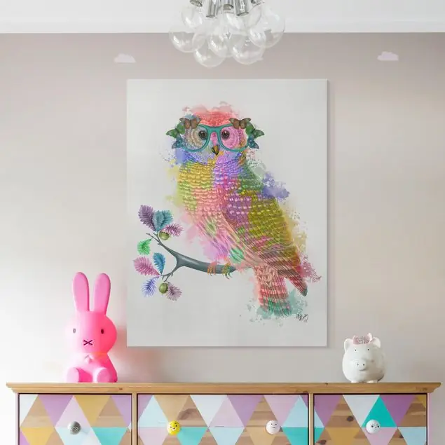 Regenbogen Splash Eule Leinwandbild – Canvas Zertifiziert