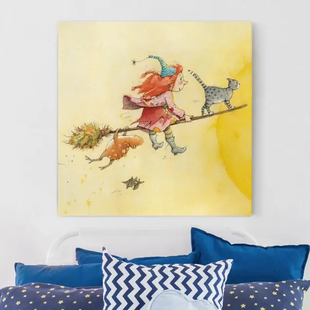 Frida die kleine Waldhexe - Frida und Kater Pumpernickel Leinwandbild – Canvas Top-Seller