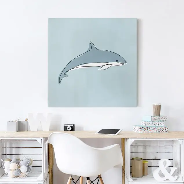 Delfin Line Art Leinwandbild – Canvas Knallerangebot