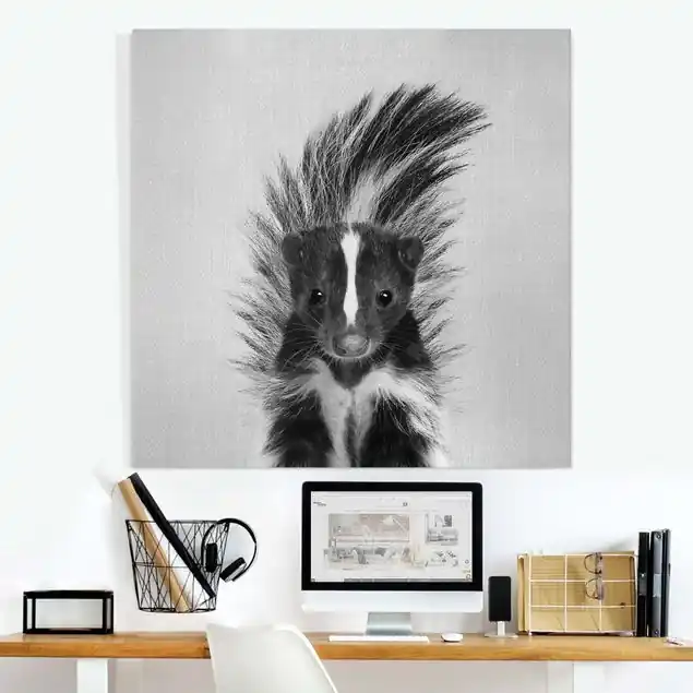 Stinktier Stuart Schwarz Weiß Leinwandbild – Canvas Bestseller