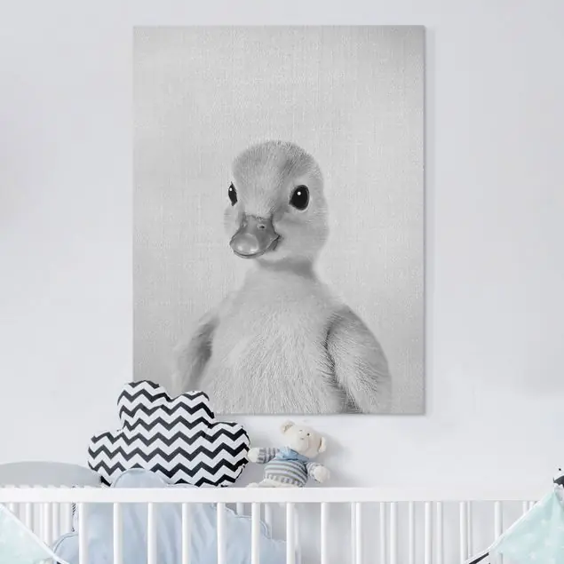 Baby Ente Emma Schwarz Weiß Leinwandbild – Canvas Markenware
