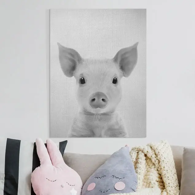 Jetzt Kaufen Baby Ferkel Fips Schwarz Weiß Leinwandbild – Canvas