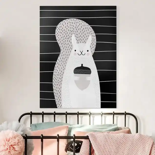 Jetzt Kaufen Tierpark mit Mustern - Eichhörnchen Leinwandbild – Canvas
