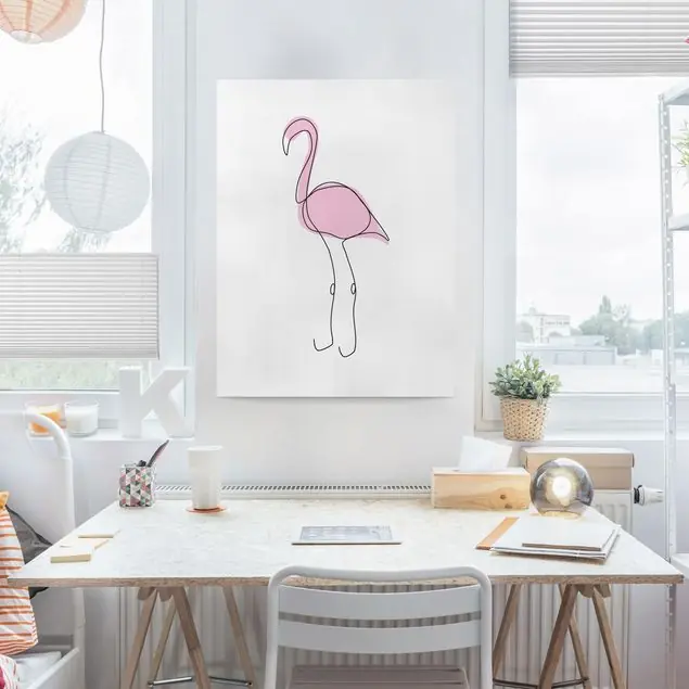 Flamingo Line Art Leinwandbild – Canvas Begrenztes Angebot