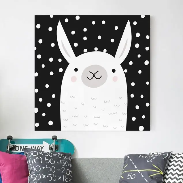 Tierpark mit Mustern - Lama Leinwandbild – Canvas Garantierte Lieferung